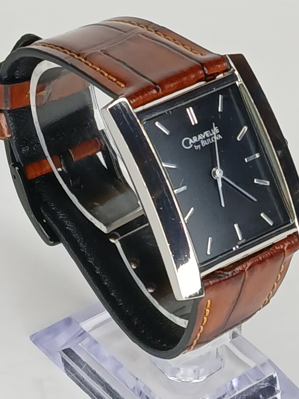 Caravelle by Bulova Men's Brown Leather Strap Watch with Black Dial